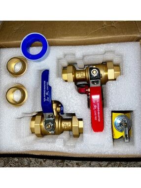 Tankless Water Heater Service Valve Kit & Pressure Relief Valve, Lead-Free Brass